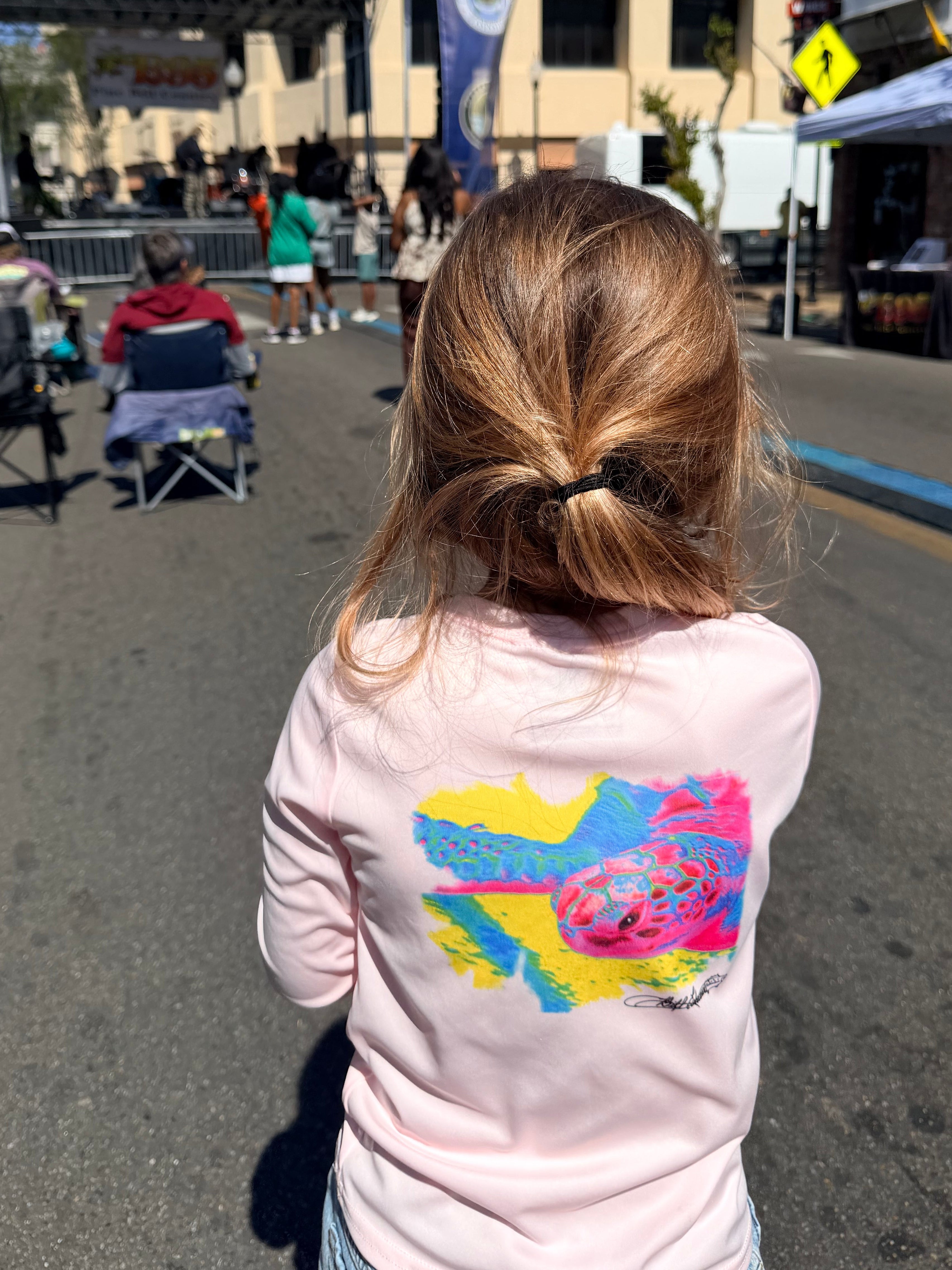 Mr. Turtlehead Kids UPF 50+ Performance Fishing Shirt on Pink