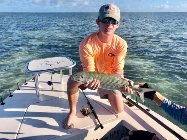 Redfish Tail on Orange Performance Fishing Shirt | UPF 50+ Sun Protecting