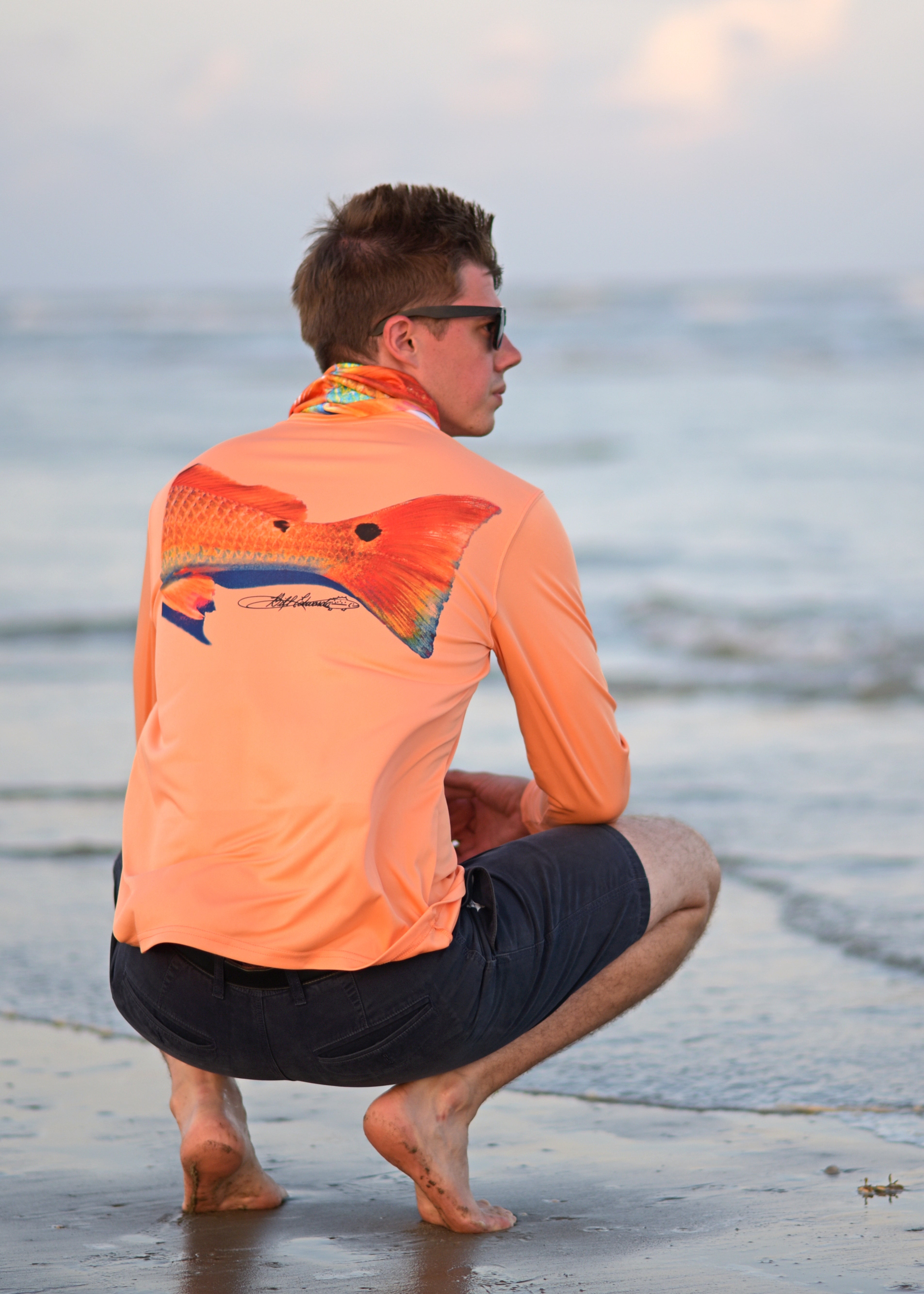 Redfish Tail – UPF 50+ Performance Fishing Shirt (Orange)