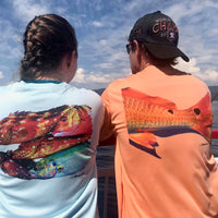 Adult Double Dot Redfish UPF 50+ Performance Fishing Shirt (Citrus)