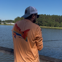 Adult Double Dot Redfish UPF 50+ Performance Fishing Shirt (Citrus)