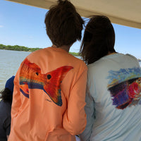 Adult Double Dot Redfish UPF 50+ Performance Fishing Shirt (Citrus)
