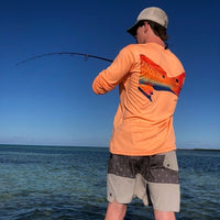 Adult Double Dot Redfish UPF 50+ Performance Fishing Shirt (Citrus)