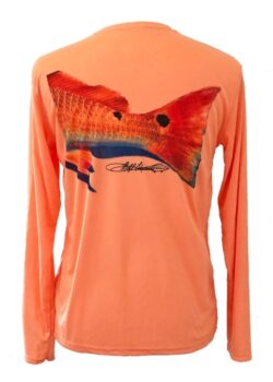 Back of the Redfish on Citrus color performance shirt.